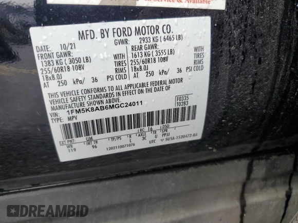 2021 Ford Police Interceptor Utility z VIN 1FM5K8AB6MGC24011, wystawiony jako Copart lot #57274085 z przebiegiem 51 479 mil mil oraz Szkoda całkowita • Salvage title. Historia ofert i sprzedaży dostępna na DreamBid. Obrazek 13.
