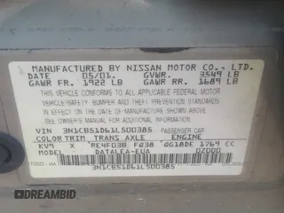 2001 Nissan Sentra GXE z VIN 3N1CB51D61L500385, wystawiony jako IAAI lot #28091277 z przebiegiem 172 807 mil mil oraz . Historia ofert i sprzedaży dostępna na DreamBid. Obrazek 9.