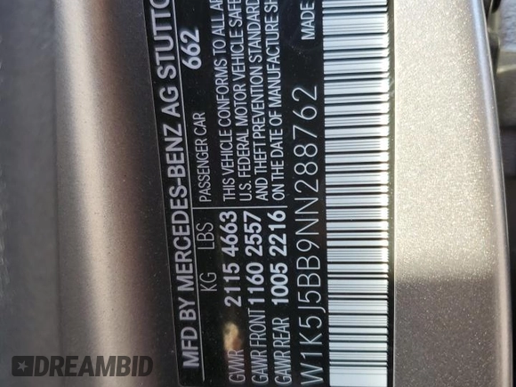 2022 Mercedes-Benz CLA 35 AMG with VIN W1K5J5BB9NN288762, listed as a Copart auction lot 42635445 with 25,782 mi miles and Salvage Title. Bid and sale history available at DreamBid. Image 12.