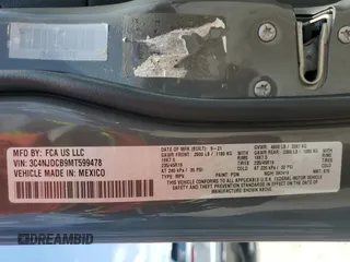2021 Jeep Compass Limited with VIN 3C4NJDCB9MT599478, listed as a Copart auction lot 57153205 with 144,711 mi miles and Salvage title. Bid and sale history available at DreamBid. Image 13.
