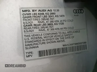 2021 Audi Q7 Premium Plus z VIN WA1LXAF76MD027280, wystawiony jako Copart lot #51637775 z przebiegiem 99 725 mil mil oraz Szkoda całkowita • Salvage title. Historia ofert i sprzedaży dostępna na DreamBid. Obrazek 13.