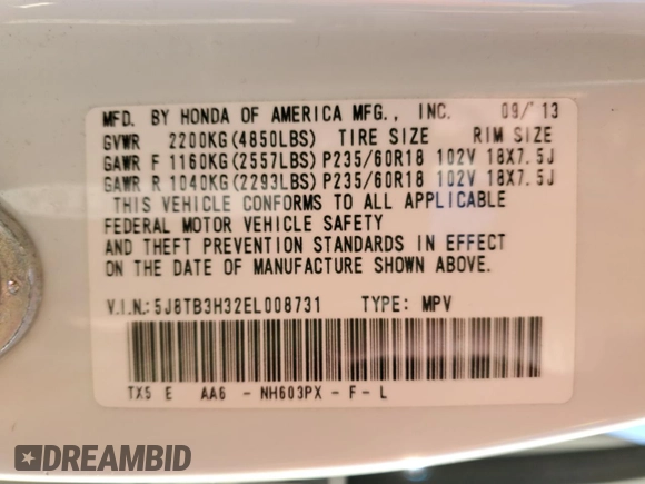 2014 Acura RDX with VIN 5J8TB3H32EL008731, listed as a Copart auction lot 42546205 with 74,256 mi miles and Salvage Title. Bid and sale history available at carsss.com. Image 16.