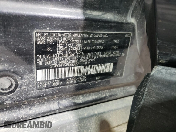 2023 Toyota RAV4 XLE Premium with VIN 2T3A1RFV2PC386663, listed as a Copart auction lot 45134765 with 26,726 mi miles and Salvage Title. Bid and sale history available at carsss.com. Image 13.