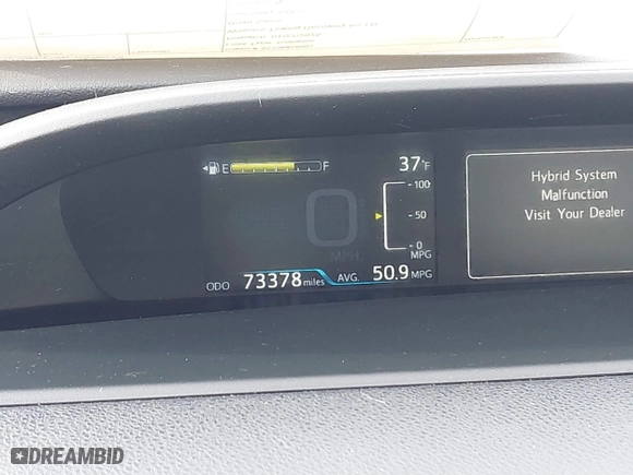 2019 Toyota Prius LE with VIN JTDL9RFU9K3008679, listed as a IAAI auction lot 41396929 with 73,378 mi miles. Bid and sale history available at carsss.com. Image 15.