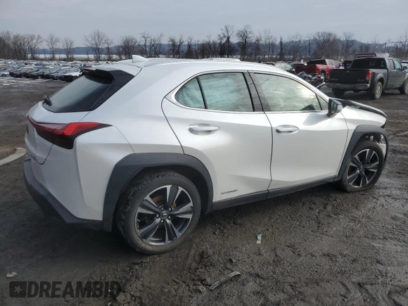 2021 Lexus UX 250h z VIN JTHX9JBH1M2037919, wystawiony jako Copart lot #46970385 z przebiegiem Nie podano mil oraz Szkoda całkowita • Salvage title. Historia ofert i sprzedaży dostępna na DreamBid. Obrazek 3.