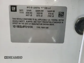 2015 Chevrolet Malibu LS with VIN 1G11B5SL4FF219724, listed as a Copart auction lot 52185685 with 118,567 mi miles and Salvage Title. Bid and sale history available at DreamBid. Image 12.