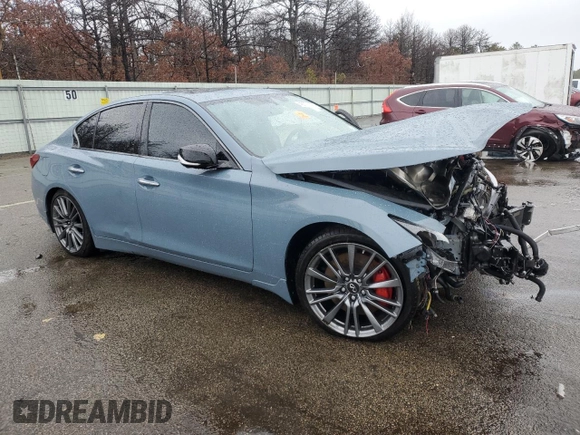 2021 Infiniti Q50 Red Sport 400 with VIN JN1FV7DR3MM880772, listed as a Copart auction lot 49271275 with Not Provided miles and Salvage Title. Bid and sale history available at carsss.com. Image 4.