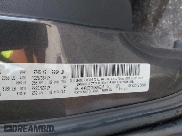 2016 Dodge Grand Caravan R/T with VIN 2C4RDGEG0GR365935, listed as a IAAI auction lot 41986129 with 133,315 mi miles and . Bid and sale history available at DreamBid. Image 9.