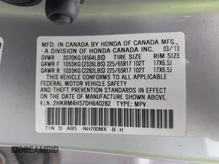 2013 Honda CR-V EX с VIN 2HKRM4H57DH640282, выставлен на аукционе IAAI как лот 42557427 с пробегом 235 110 миль миль и . История ставок и продаж доступна на DreamBid. Изображение 9.