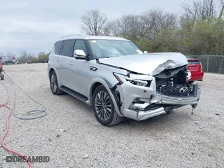 2021 Infiniti QX80 SENSORY with VIN JN8AZ2BE9M9267352, listed as a IAAI auction lot 42016437 with 43,872 mi miles. Bid and sale history available at carsss.com. Image 1.