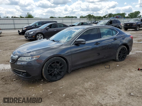 2015 Acura TLX Advance with VIN 19UUB2F71FA013663, listed as a Copart auction lot 58740755 with 102,031 mi miles and Salvage title. Bid and sale history available at DreamBid. Image 1.