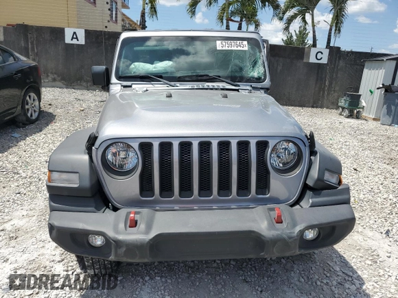 2019 Jeep Wrangler Unlimited Sport S with VIN 1C4HJXDG0KW509912, listed as a Copart auction lot 57597645 with Not provided miles and Salvage title. Bid and sale history available at DreamBid. Image 5.