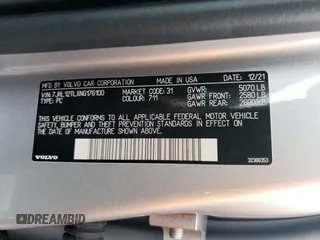 2022 Volvo S60 Plus Dark Theme with VIN 7JRL12TLXNG176100, listed as a Copart auction lot 65460483 with 18,307 mi miles. Bid and sale history available at carsss.com. Image 13.