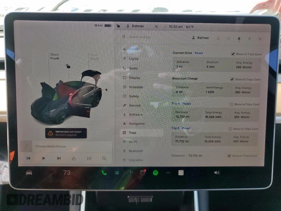 2019 Tesla Model 3 Mid Range with VIN 5YJ3E1EA9KF193033, listed as a Copart auction lot 51225195 with 72,722 mi miles and Salvage Title. Bid and sale history available at DreamBid. Image 9.