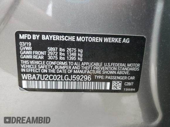 2020 BMW 7 Series 750i xDrive с VIN WBA7U2C02LGJ59296, выставлен на аукционе Copart как лот 58029085 с пробегом 116 522 миль миль и Чистый • Clean title. История ставок и продаж доступна на DreamBid. Изображение 12.