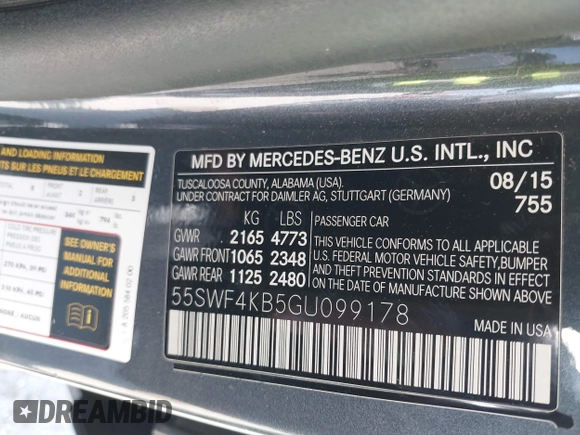 2016 Mercedes-Benz C 300 Luxury with VIN 55SWF4KB5GU099178, listed as a IAAI auction lot 41983883 with 163,126 mi miles and . Bid and sale history available at carsss.com. Image 9.