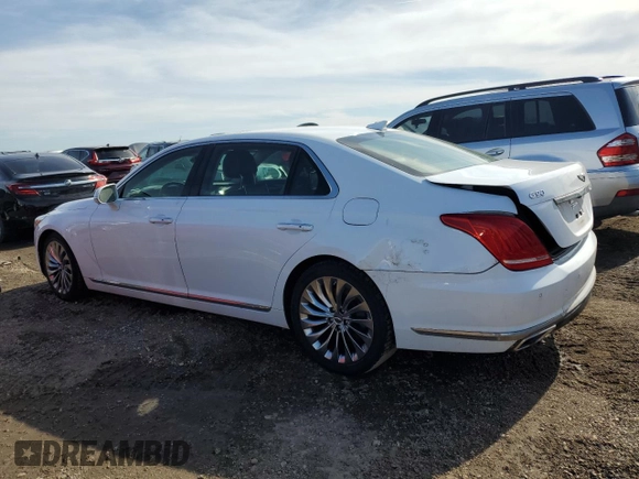 2018 Genesis G90 5.0L Ultimate with VIN KMHG54JH3JU043488, listed as a Copart auction lot 47427175 with 39,618 mi miles and Salvage Title. Bid and sale history available at carsss.com. Image 2.