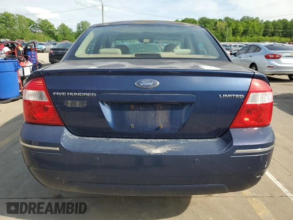 2006 Ford Five Hundred Limited with VIN 1FAHP25196G156023, listed as a Copart auction lot 55138425 with 282,528 mi miles and Salvage title. Bid and sale history available at DreamBid. Image 6.