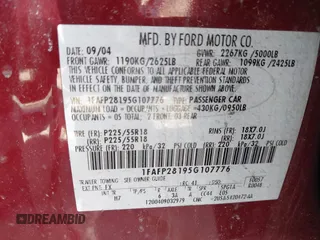 2005 Ford Five Hundred Limited with VIN 1FAFP28195G107776, listed as a IAAI auction lot 41950026 with 114,838 mi miles. Bid and sale history available at carsss.com. Image 9.