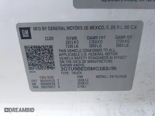 2021 GMC Sierra 1500 SLE with VIN 3GTU9BED5MG183086, listed as a IAAI auction lot 41313798 with 125,259 mi miles. Bid and sale history available at carsss.com. Image 9.