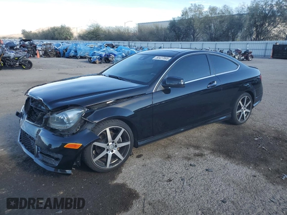 2015 Mercedes-Benz C 250 with VIN WDDGJ4HBXFG369365, listed as a Copart auction lot 50427895 with 95,356 mi miles and Salvage Title. Bid and sale history available at carsss.com. Image 1.
