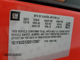 2016 Chevrolet Corvette Z51 2LT z VIN 1G1YK2D72G5117987, wystawiony jako Copart lot #47851905 z przebiegiem 20 942 mil mil oraz Szkoda całkowita • Salvage title. Historia ofert i sprzedaży dostępna na DreamBid. Obrazek 14.