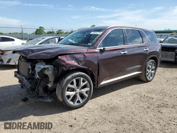 2020 Hyundai Palisade SEL z VIN KM8R34HE6LU073176, wystawiony jako Copart lot #55342774 z przebiegiem 59 338 mil mil oraz Szkoda całkowita • Salvage title. Historia ofert i sprzedaży dostępna na DreamBid. Obrazek 1.