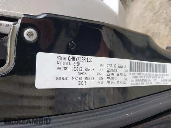 2008 Chrysler Town & Country Touring with VIN 2A8HR54P48R730548, listed as a IAAI auction lot 42252552 with 170,299 mi miles and . Bid and sale history available at DreamBid. Image 9.