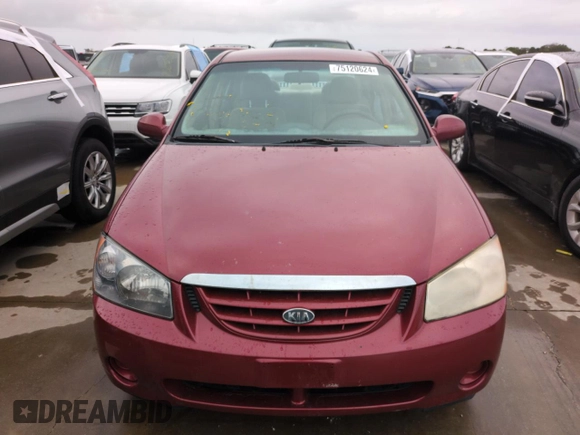2006 Kia Spectra EX with VIN KNAFE121765251050, listed as a Copart auction lot 75120624 with 0 mi miles and Salvage Title. Bid and sale history available at carsss.com. Image 5.