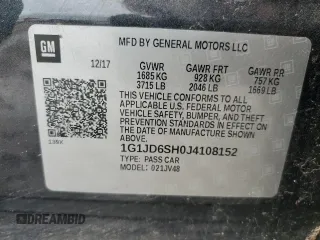 2018 Chevrolet Sonic LT z VIN 1G1JD6SH0J4108152, wystawiony jako Copart lot #55585585 z przebiegiem 42 040 mil mil oraz Szkoda całkowita • Salvage title. Historia ofert i sprzedaży dostępna na DreamBid. Obrazek 12.