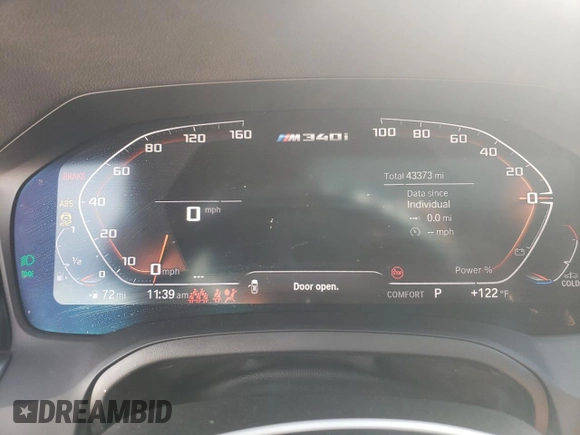 2021 BMW 3 Series M340i with VIN 3MW5U7J02M8B87249, listed as a Copart auction lot 43606975 with 43,373 mi miles and Salvage Title. Bid and sale history available at carsss.com. Image 9.