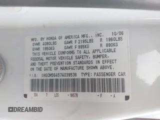 2007 Honda Accord LX with VIN 1HGCM56457A039536, listed as a IAAI auction lot 42640467 with 303,475 mi miles and . Bid and sale history available at DreamBid. Image 9.