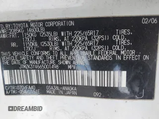 2006 Toyota RAV4 Limited с VIN JTMZK31V665001498, выставлен на аукционе IAAI как лот 42258811 с пробегом 214 530 миль миль и . История ставок и продаж доступна на DreamBid. Изображение 9.