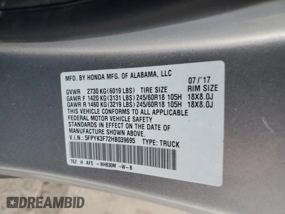 2017 Honda Ridgeline RTL-E z VIN 5FPYK3F72HB039695, wystawiony jako Copart lot #48750495 z przebiegiem 123 910 mil mil oraz Szkoda całkowita • Salvage title. Historia ofert i sprzedaży dostępna na DreamBid. Obrazek 14.