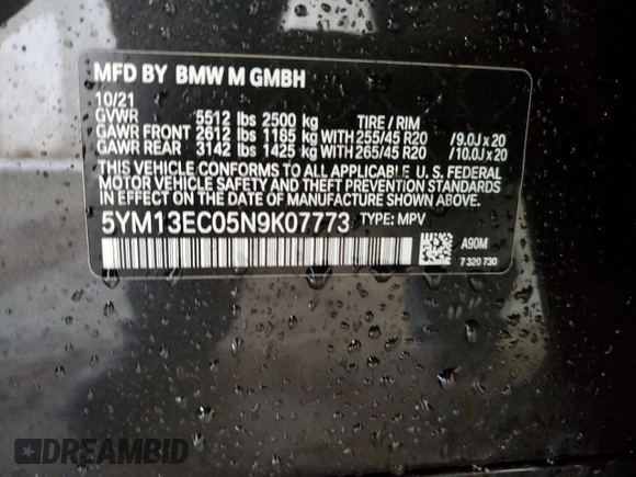 2022 BMW X3 M z VIN 5YM13EC05N9K07773, wystawiony jako Copart lot #37637963 z przebiegiem Nie podano mil oraz . Historia ofert i sprzedaży dostępna na DreamBid. Obrazek 15.
