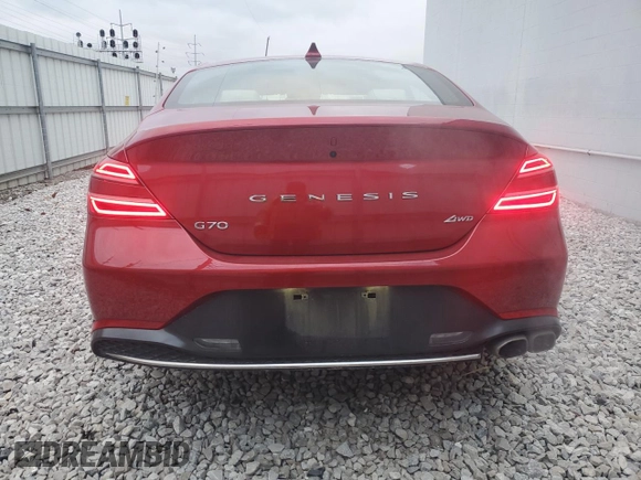 2023 Genesis G70 2.0T with VIN KMTG34TA6PU132041, listed as a Copart auction lot 82761074 with 33,317 mi miles and Salvage Title. Bid and sale history available at DreamBid. Image 6.
