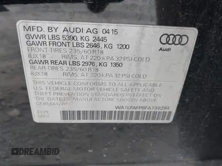 2015 Audi Q5 Premium Plus with VIN WA1LFAFP8FA139294, listed as a IAAI auction lot 42317397 with 112,733 mi miles and . Bid and sale history available at DreamBid. Image 9.