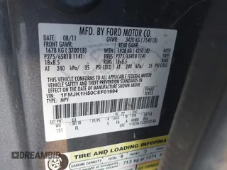 2012 Ford Expedition Max King Ranch z VIN 1FMJK1H50CEF01994, wystawiony jako IAAI lot #41822275 z przebiegiem 201 772 mil mil oraz . Historia ofert i sprzedaży dostępna na DreamBid. Obrazek 9.