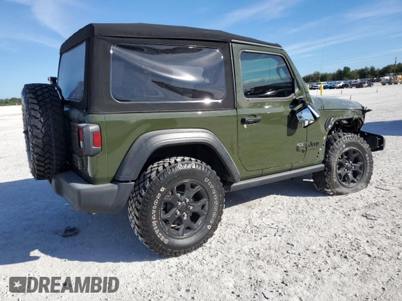2020 Jeep Wrangler Willys with VIN 1C4GJXAG8LW285550, listed as a Copart auction lot 41337045 with 24,388 mi miles and Salvage title. Bid and sale history available at DreamBid. Image 3.