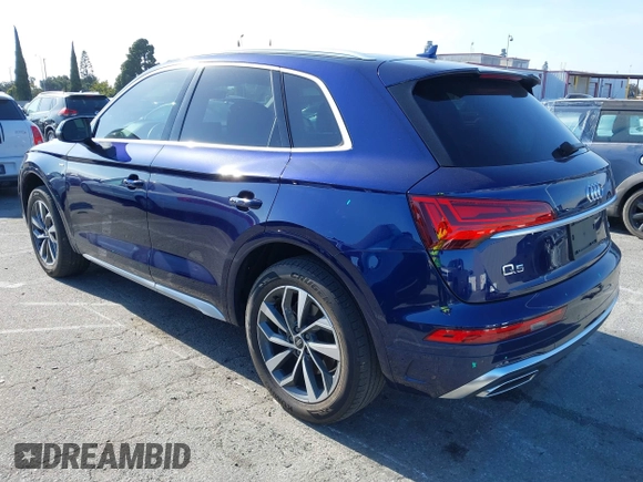 2022 Audi Q5 S line Premium Plus with VIN WA1EAAFY3N2118376, listed as a IAAI auction lot 42042234 with 25,509 mi miles and . Bid and sale history available at DreamBid. Image 3.