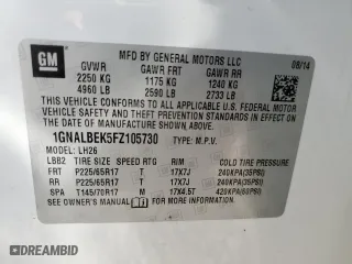 2015 Chevrolet Equinox LT with VIN 1GNALBEK5FZ105730, listed as a Copart auction lot 53353105 with 127,340 mi miles and Clean Title. Bid and sale history available at carsss.com. Image 13.