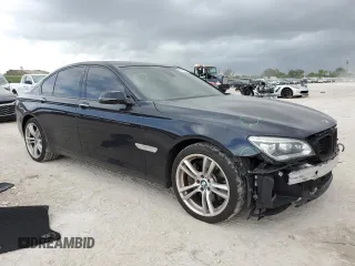 2013 BMW 7 Series 750i with VIN WBAYA8C56DC996704, listed as a Copart auction lot 64466705 with 102,278 mi miles and Salvage title. Bid and sale history available at DreamBid. Image 4.