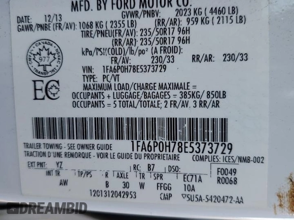 2014 Ford Fusion SE with VIN 1FA6P0H78E5373729, listed as a Copart auction lot 72203494 with 146,144 mi miles and Salvage Title. Bid and sale history available at carsss.com. Image 12.