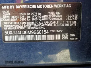 2021 BMW X5 M50i with VIN 5UXJU4C06M9G60154, listed as a Copart auction lot 46370285 with 54,221 mi miles and Salvage Title. Bid and sale history available at carsss.com. Image 14.