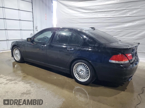 2007 BMW 7 Series 750i with VIN WBAHL83527DT89112, listed as a Copart auction lot 52806635 with 174,758 mi miles and Salvage title. Bid and sale history available at DreamBid. Image 2.
