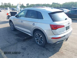 2021 Audi Q5 Premium with VIN WA1AAAFY4M2004691, listed as a IAAI auction lot 42393635 with 17,802 mi miles and . Bid and sale history available at DreamBid. Image 3.