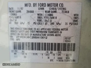 2008 Ford Edge SEL with VIN 2FMDK38C28BA13012, listed as a Copart auction lot 48972945 with 206,744 mi miles and Salvage Title. Bid and sale history available at carsss.com. Image 13.
