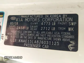 2018 Kia Stinger with VIN KNAE15LA8J6031125, listed as a IAAI auction lot 41928665 with 82,003 mi miles. Bid and sale history available at carsss.com. Image 9.