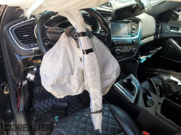 2015 Kia Optima SX Turbo with VIN 5XXGR4A60FG381919, listed as a Copart auction lot 57703285 with Not provided miles and Salvage title. Bid and sale history available at DreamBid. Image 8.