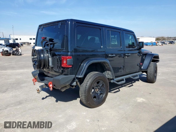 2021 Jeep Wrangler Unlimited Rubicon with VIN 1C4JJXFM9MW565029, listed as a Copart auction lot 44030695 with 76,510 mi miles and Salvage Title. Bid and sale history available at carsss.com. Image 3.